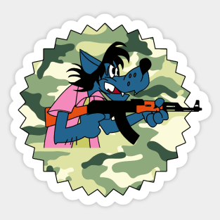 Wolf with assault refile AK47 Sticker